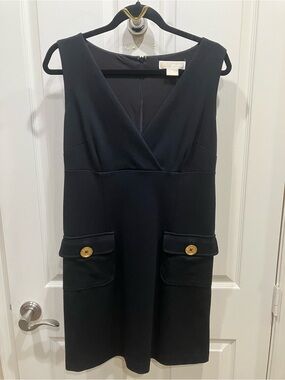 MICHAEL Michael Kors Black V-Neck Pocket Dress